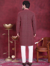 Men's Sequins Embroidered Kurta With Pajama