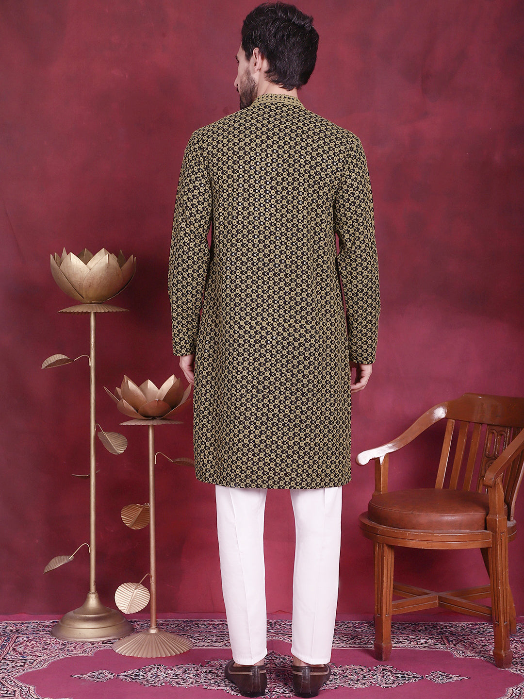 Men's Sequins Embroidered Kurta With Pyjama