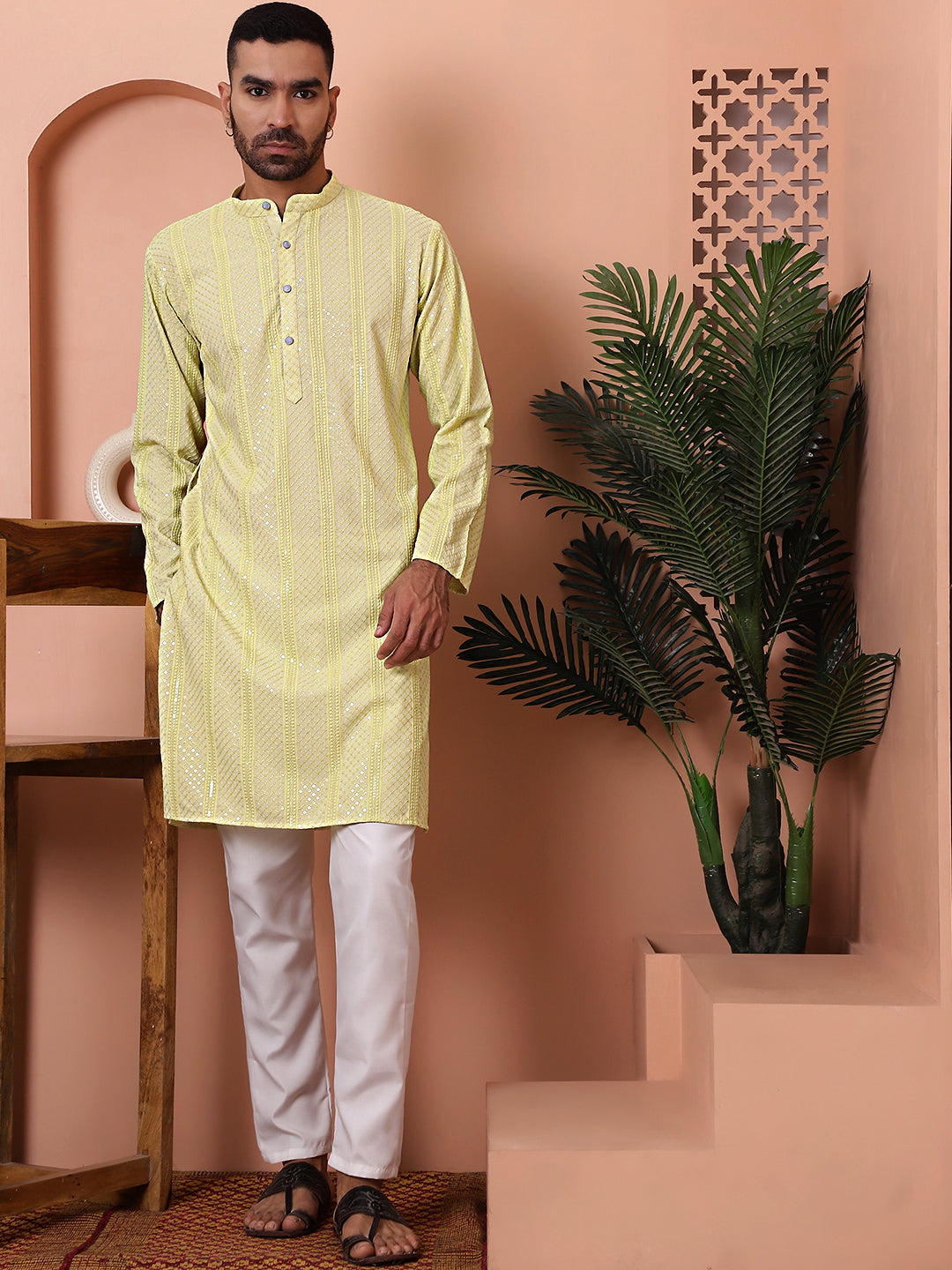 Green Viscose Sequin Embroidered Kurta Pajama Set