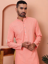 Peach Viscose Sequin Embroidered Kurta Pajama Set