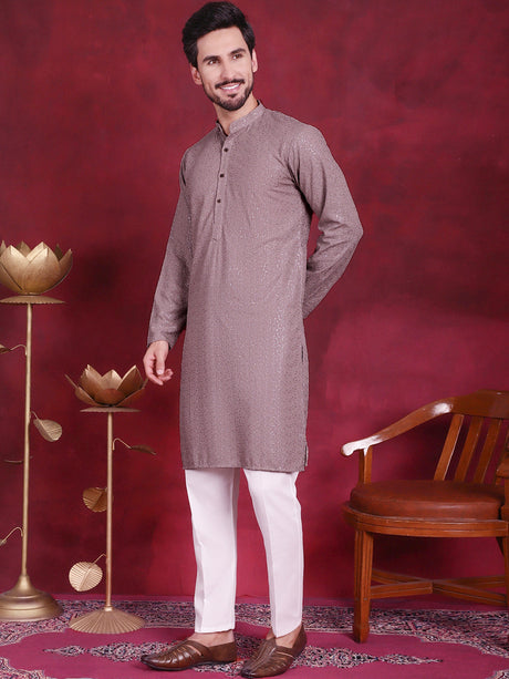 Sequins Chikankari Kurta With Pyjama