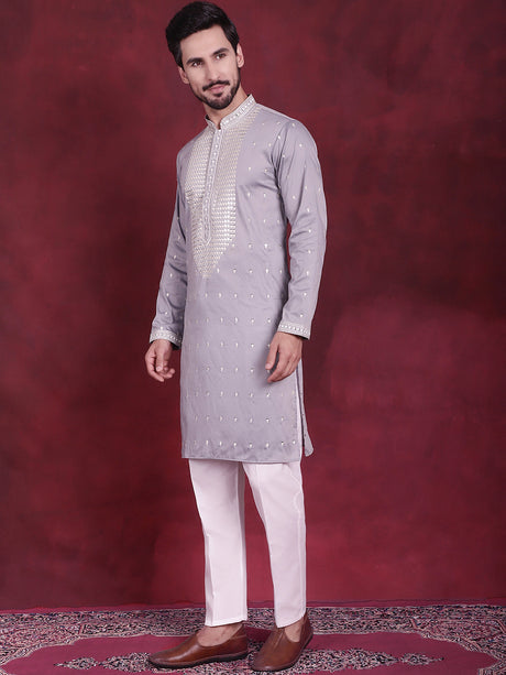 Men's Sequins Embroidered Kurta Pajama Set