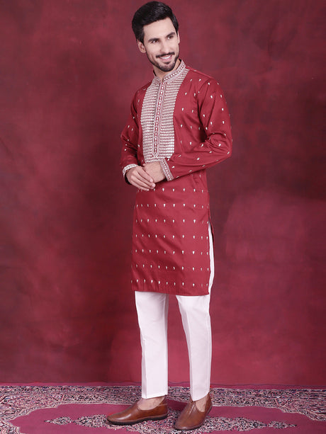 Men's Sequins Embroidered Kurta Pajama Set