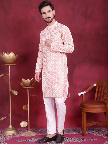 Men's Chikankari Embroidered Kurta Pajama Set