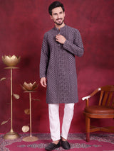 Men's Chikankari Embroidered Kurta Pajama Set