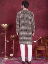 Men's Sequins Embroidered Kurta With Pajama