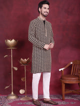 Men's Sequins Embroidered Kurta With Pajama