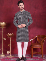 Men's Sequins Embroidered Kurta With Pajama