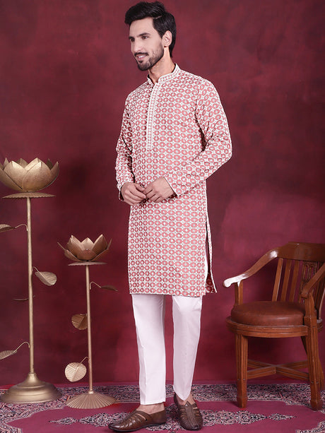 Men's Sequins Embroidered Kurta With Pyjama