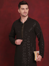 Men's Sequins Chikankari Embroidered Kurta With Pyjama