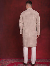 Men's Sequin Embroidered Pure Cotton Kurta With Pyjamas