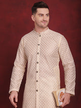 Men's Sequin Chikankari Front Open Kurta With Pyjamas