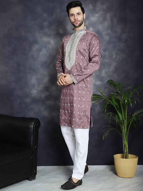 Men's Sequins Embroidered Kurta Pyjama Set