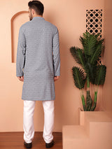 Gray Viscose Embroidered Kurta Pajama Set