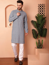 Gray Viscose Embroidered Kurta Pajama Set