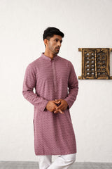 Burgundy Viscose Embroidered Kurta Pajama Set