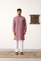 Burgundy Viscose Embroidered Kurta Pajama Set