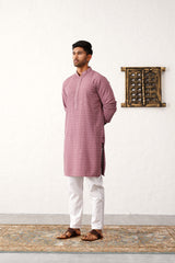 Burgundy Viscose Embroidered Kurta Pajama Set