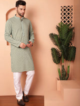 Green Viscose Embroidered Kurta Pajama Set