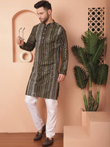 Black Silk Embroidered Kurta Pajama Set