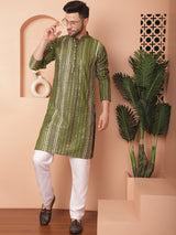 Green Silk Embroidered Kurta Pajama Set