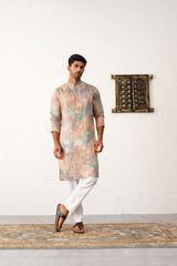 Multi-Color Cotton Ombre Embroidered Kurta Pajama Set