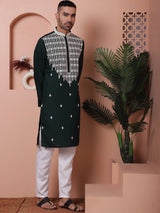 Olive Silk Embroidered Kurta Pajama Set