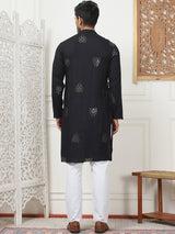 Black Viscose Mirror Sequin Embroidered Kurta Pajama Set