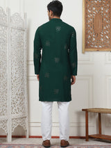 Green Viscose Mirror Sequin Embroidered Kurta Pajama Set