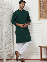 Green Viscose Mirror Sequin Embroidered Kurta Pajama Set