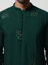 Green Viscose Mirror Sequin Embroidered Kurta Pajama Set