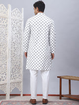 White Viscose Embroidered Kurta Pajama Set