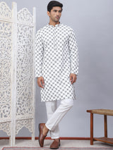 White Viscose Embroidered Kurta Pajama Set