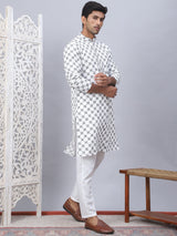 White Viscose Embroidered Kurta Pajama Set