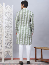 Green Viscose Embroidered Kurta Pajama Set