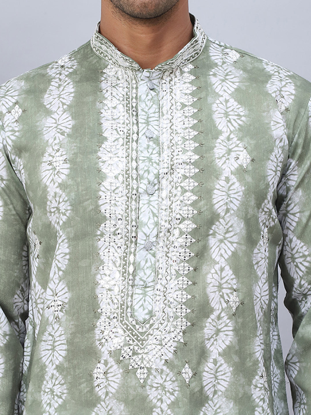 Green Viscose Embroidered Kurta Pajama Set