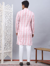 Pink Viscose Embroidered Kurta Pajama Set