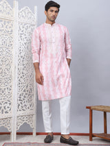 Pink Viscose Embroidered Kurta Pajama Set