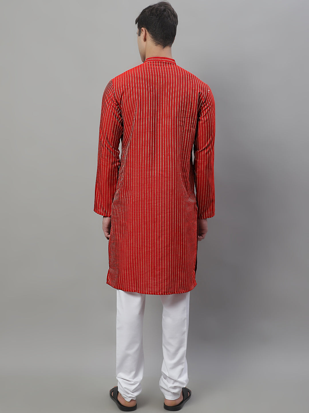 Men's Maroon Embroidered Kurta With Pajama