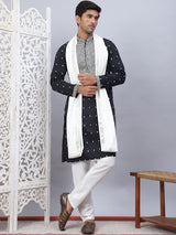 Black Silk Embroidered Kurta Pajama Set with Dupatta