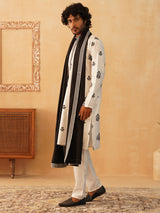 White Silk Embroidered Kurta Pajama Set with Dupatta