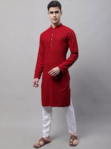 Men's Navy Blue Embroidered Sequined Kurta With Pajama