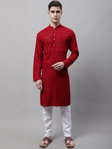 Men's Navy Blue Embroidered Sequined Kurta With Pajama