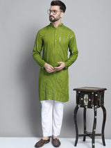 Green Viscose Mirror Sequin Embroidered Kurta Pajama Set