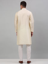 Off White Silk Embroidered Kurta Pajama Set