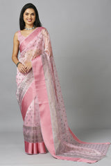 Baby Pink Organza Tie Dye Party Wear Designer Saree