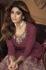 Pink Georgette Embroidered Sharara Suit Set