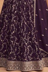 Purple Georgette Embroidered Anarkali Suit Set