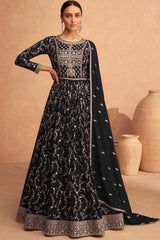 Black Georgette Embroidered Anarkali Suit Set