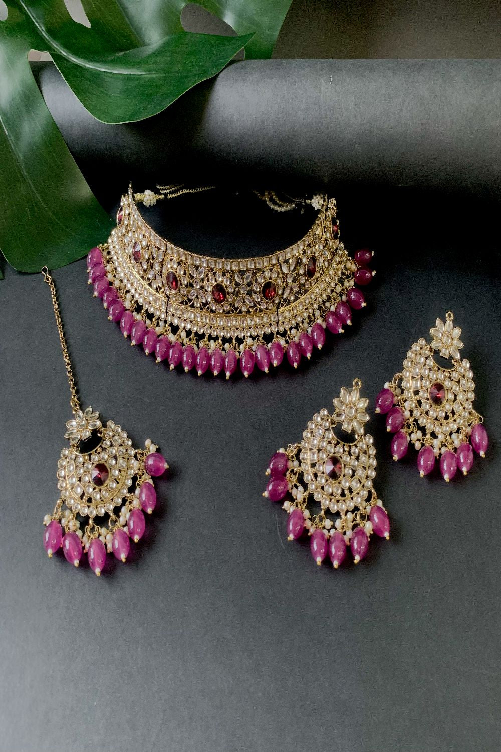 Kundan and Pearl Maang Tikka & Earring Jewelry on sale Set